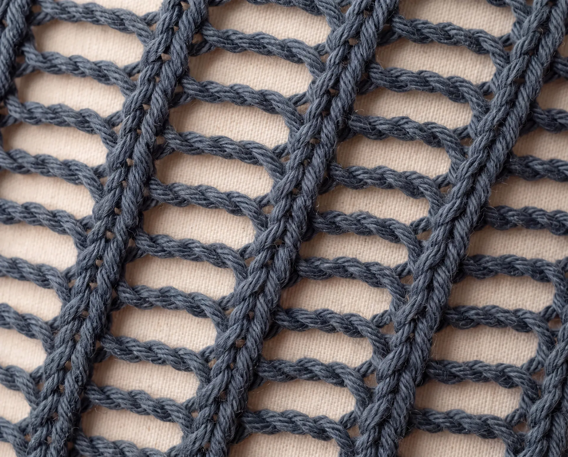 Open cotton mesh stitch, close up
